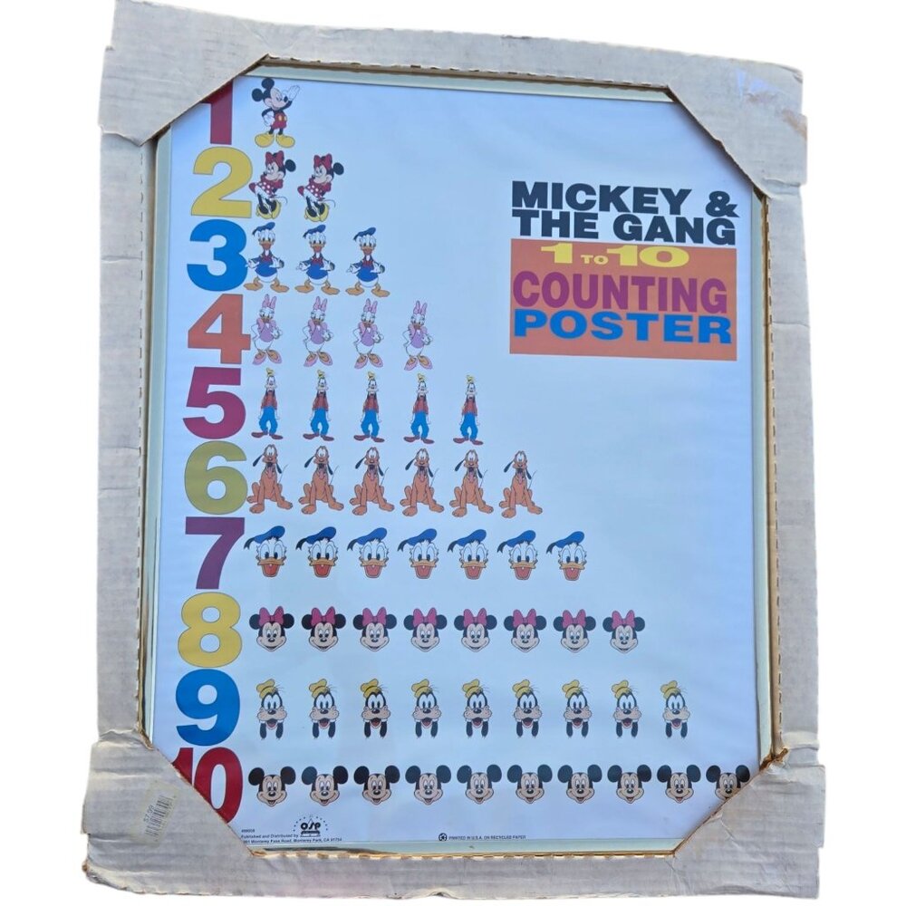 Mickey and The Gang Counting Poster Minnie Disney Framed Educational Wall Decor